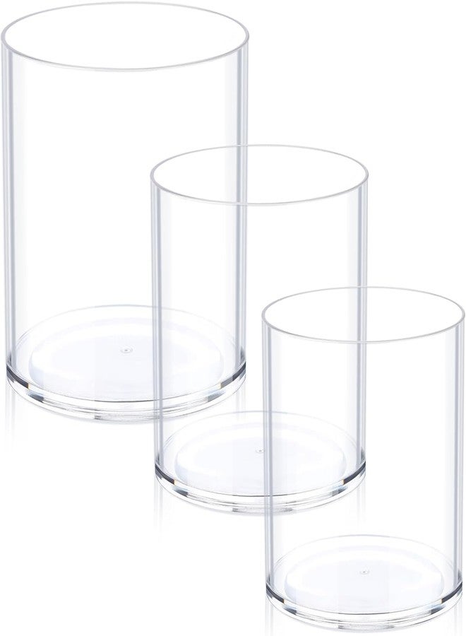 mekueeex Clear Vase Set of 3, Polycarbonate, Round, Transparent, Wide Mouth, Ideal for Wedding Decor, Flowers, Bedroom, Living Room, Bathroom, Break Resistant - Image 1